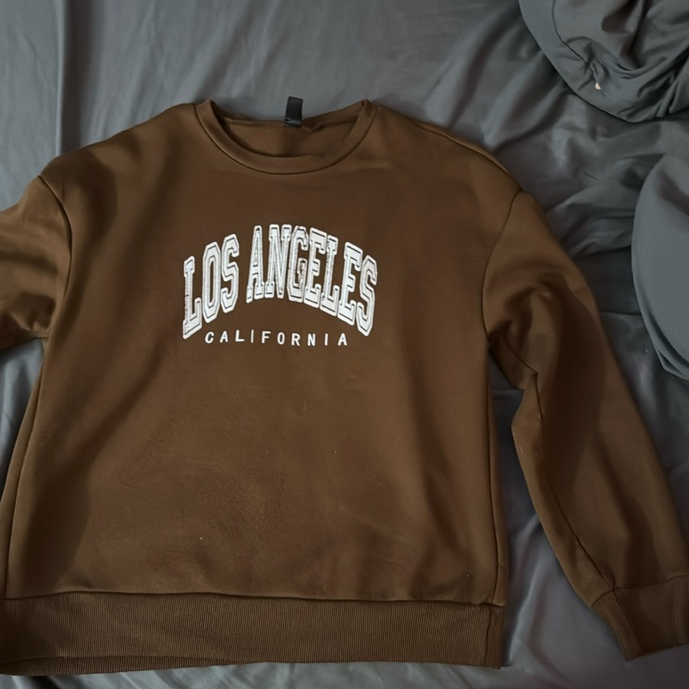 SHEIN brown crew neck sweater